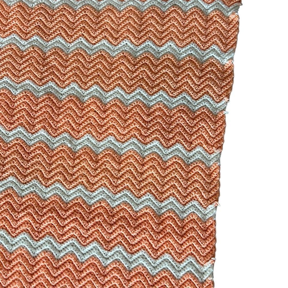 Orange and White Crochet Lap Blanket Afghan - Picture 2 of 4